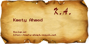 Kmety Ahmed névjegykártya